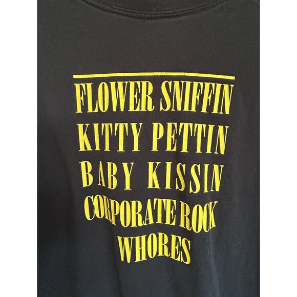 Vintage 90s Nirvana 1992 Smiley T-Shirt Yellow Black 2-sided Grunge Kobain L/XL - Picture 5 of 7